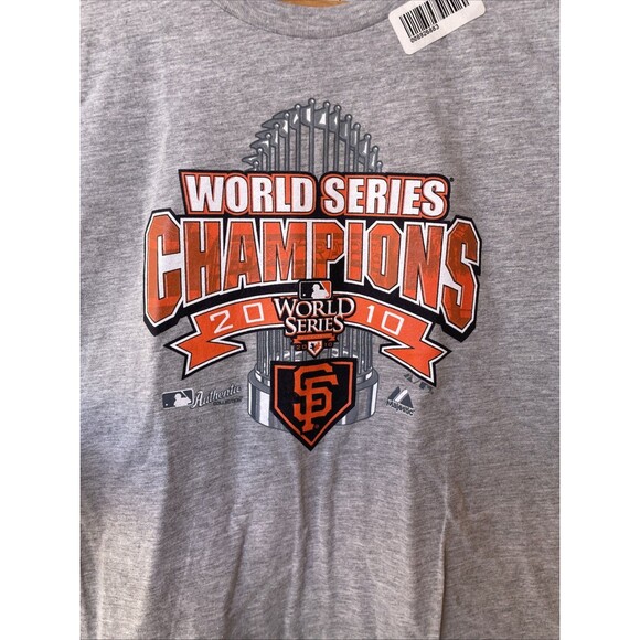 San Francisco Giants 2010 WS Champions Womens T-Shirt Sz M Gray MLB Baseball - Picture 2 of 6